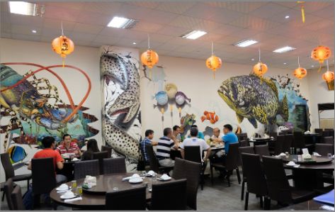 商洛海鲜餐厅墙体彩绘